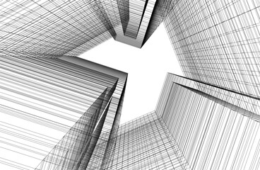 Modern architecture 3d illustration
