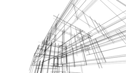 Abstract architectural drawing vector illustration on white background