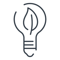 Vector isolated light bulb icon with a leaf inside.