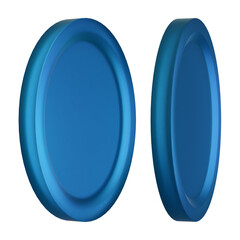 Blue glass coin illustration for web landing, mobile app, metaverse, game or presentation.