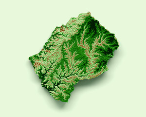 Lesotho Topographic Map 3d realistic map Color 3d illustration