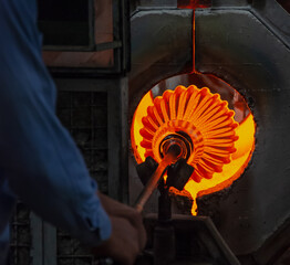 Murano glass chandelier being made