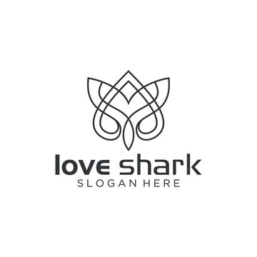 Heart and shark monogram design owl head illustration