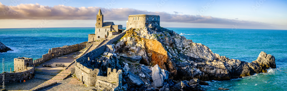 Poster famous old town of porto venere in italy