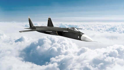 Fototapeta na wymiar 3d render Russian fighter plane war in Ukraine flies in the sky