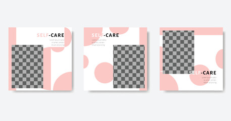 Self-care social media post template with pink color