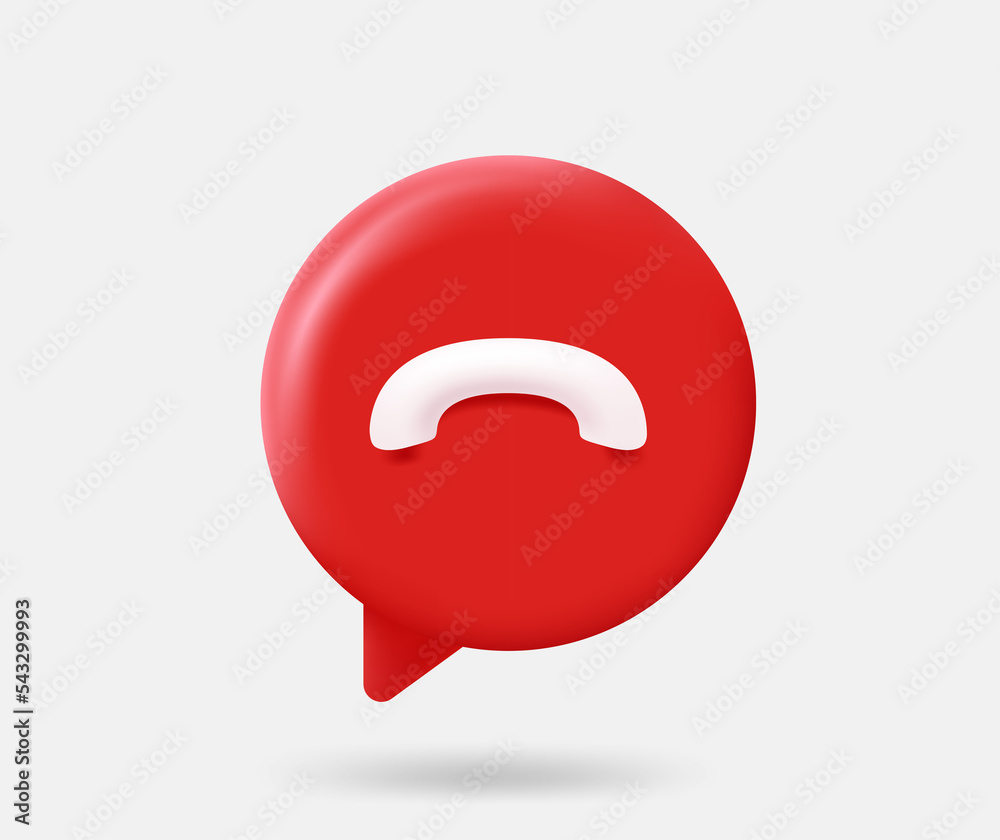 Poster speech cloud with stop telephone call sign. 3d vector isolated illustration