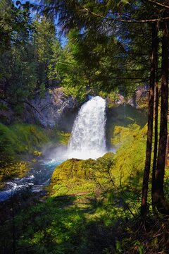 Sahalie Koosah Tamolitch falls on McKenzie river, Williamette National Forest, Cascade Mountains, Oregon. USA.