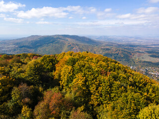 Fototapeta premium Aerial Autumn view of Vitosha Mountain, Bulgaria