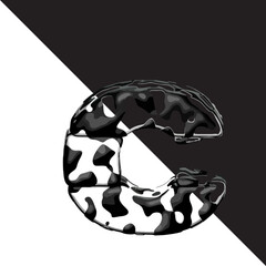 Spotted 3d symbol with a transparent background. letter c