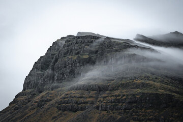 Mountains covered with mist