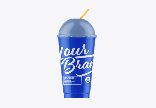 Smoothie Cup with Straw Mockup