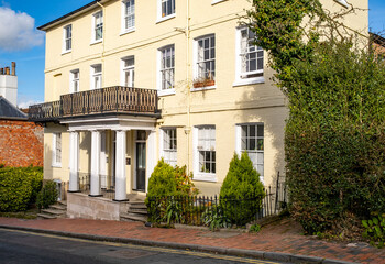 The exterior of a large and luxurious Georgian era property in the town of Royal Tunbridge Wells