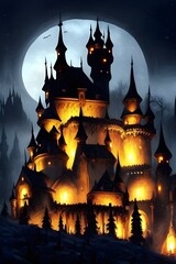 Old Vimpire Dracula Castle 3d render 3d illustration