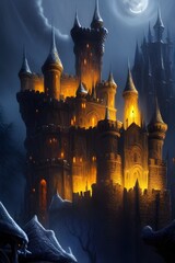 Fototapeta premium Old Vimpire Dracula Castle 3d render 3d illustration