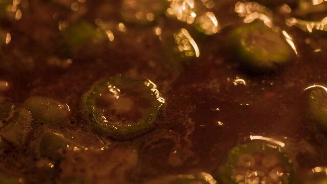 macro of okra in a Louisiana gumbo soup