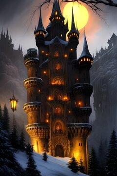 Old Vimpire Dracula Castle 3d render 3d illustration