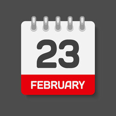 Icon day date 23 February, template calendar page