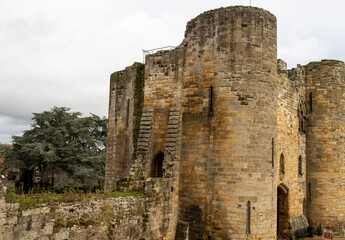 The exterior of an old and historic castle gatehouse