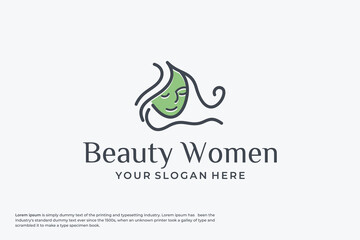 Beauty woman's face logo design template