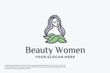 Beauty woman's face logo design template