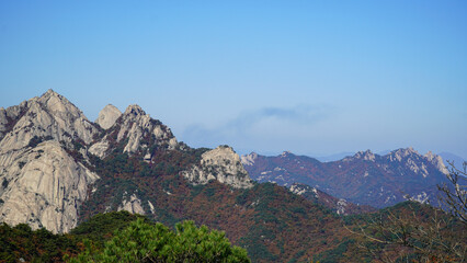 the warm colors of the autumn mountains