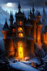 Fototapeta na wymiar Old Vimpire Dracula Castle 3d render 3d illustration