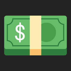 Dollar Banknote vector flat icon. Isolated Cash money sign. Banded stack of U.S. dollar banknotes symbol design. - obrazy, fototapety, plakaty