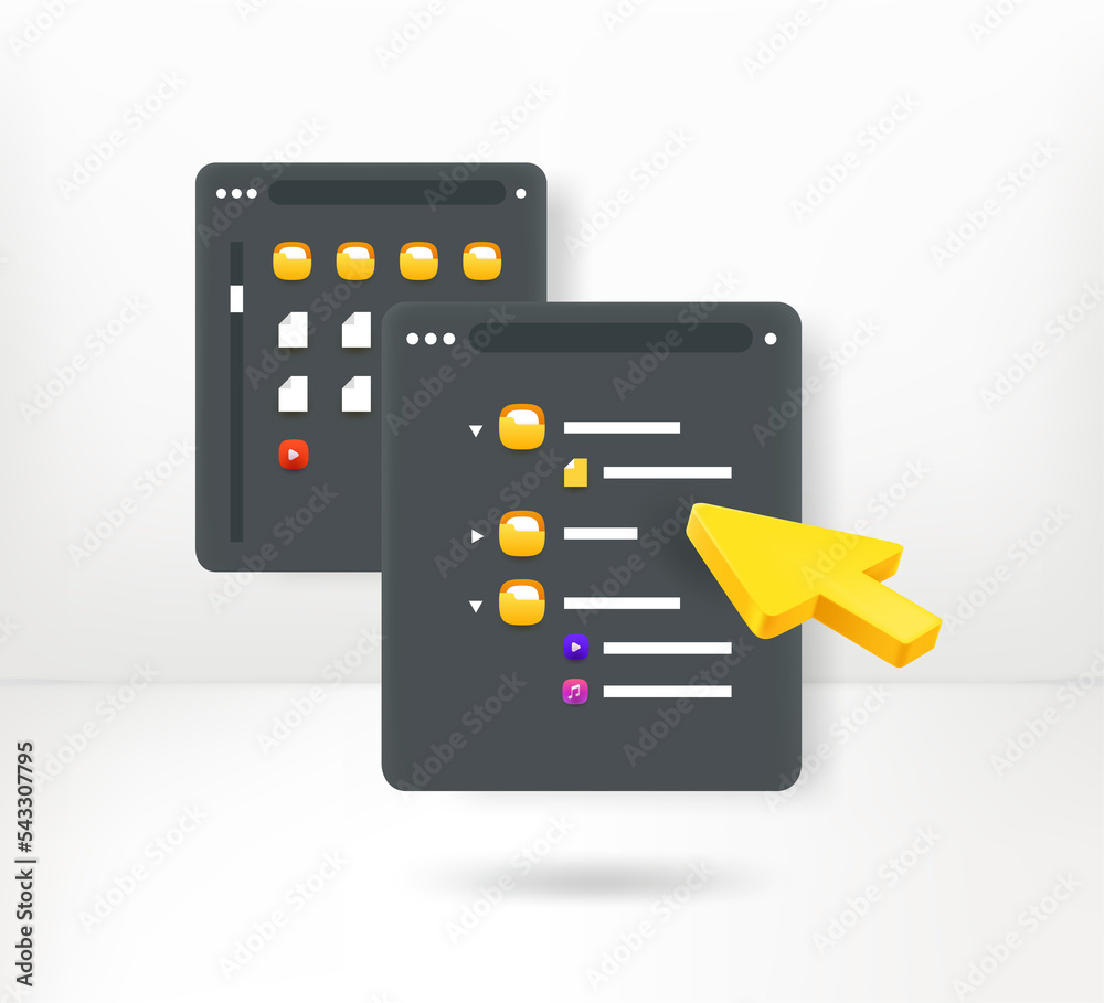 Poster Searching a file in a folder. 3d vector concept