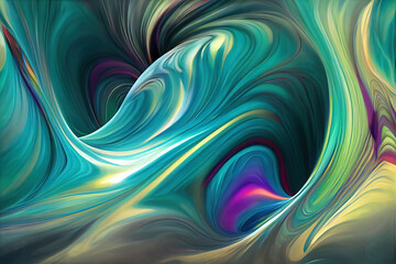 Obraz premium Awesome wave of colors, wallpaper, illustration, rendered, beautiful background, flow, energy, generative ai