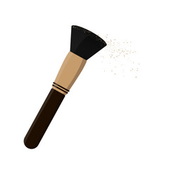 Cosmetic powder brush flat illustration