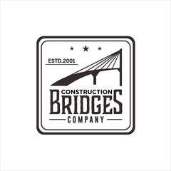 Vintage Retro Rustic Bridges, Label Stamp Logo design vector