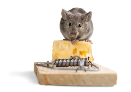 Mouse Eating cheese on the Trap