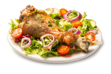 Muslo de pavo con ensalada
