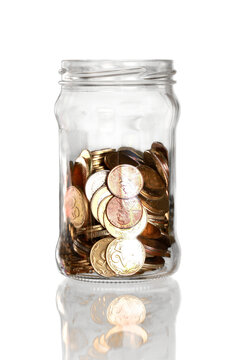 Jar full of coins - isolated image