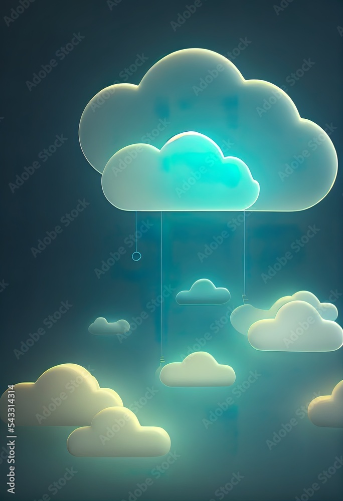 Poster cloud computing technology internet on data network with technology background. cloud service, cloud