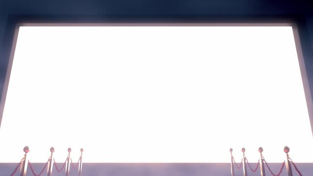 Red carpet push in camera movement on big white screen on a red carpet