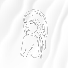 simple women face line art continuous drawing illustration,face line art,woman portrait illustration