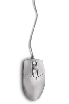 Computer mouse with wire on light background