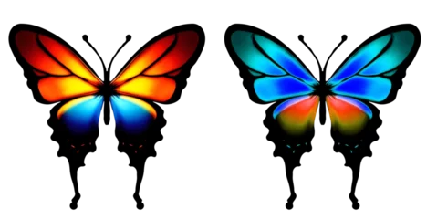 Raamstickers Vlinders Colorful butterflies set. Realistic bright butterfly on isolated background. Suitable for design and personal projects. Illustration clip art. Insect stickers