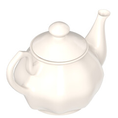 3d rendering illustration of a porcelain teapot