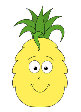 illustration of a pineapple. cute healthy food cartoon character