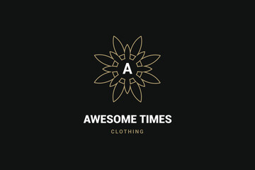 Obraz premium Abstract Flowers Vector Logo Template and Sign. Retro Floral Illustration, Feminine Logo. Flowers and Mandala style for florist, photographer, fashion blogger, design studio