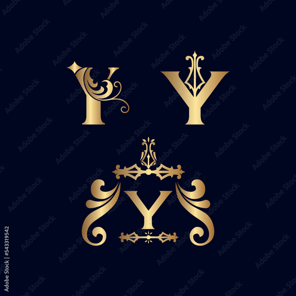 Wall mural cosmetic gold brand logo letter Y