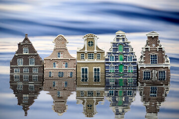 Partly submerged old dutch styled houses