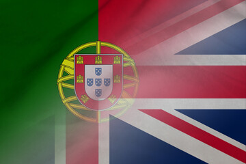 Portugal and England national flag international contract GBR PRT