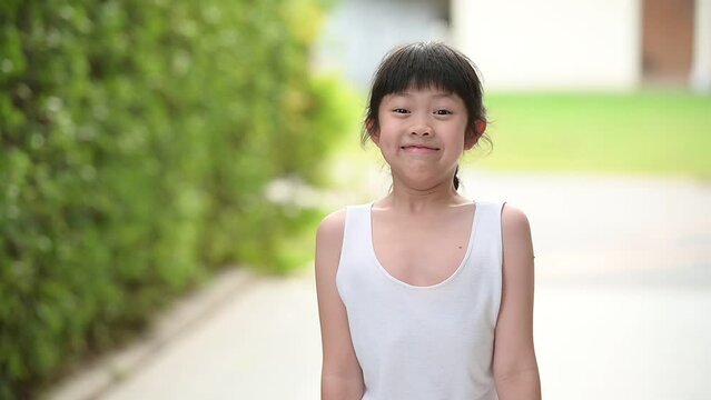 smile girl, asian little student, happy kid
