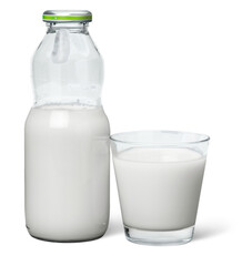 Milk Bottle and Glass