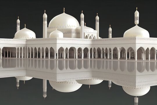 Masjid e Nabvi. Happy Eid Milad Un Nabi. Masjid 3d Model of celebrating 12 rabi ul awwal. Birth of Hazrat Muhammad Mustafa SAW 3D Rendering 3d Illustration