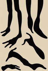 Vintage cartoon faces and hands in gloves and feet in shoes. Cute animation character body parts. Comics arm gestures and walking leg poses set. Different foot movements and positions